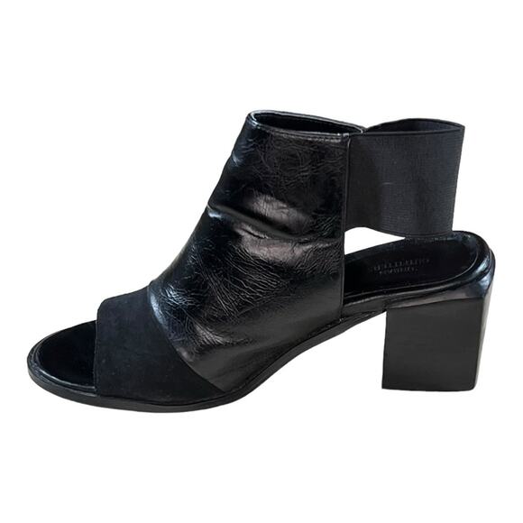 Urban Outfitters Black Leather And Suede Peep Toe Bootie - Picture 2 of 6